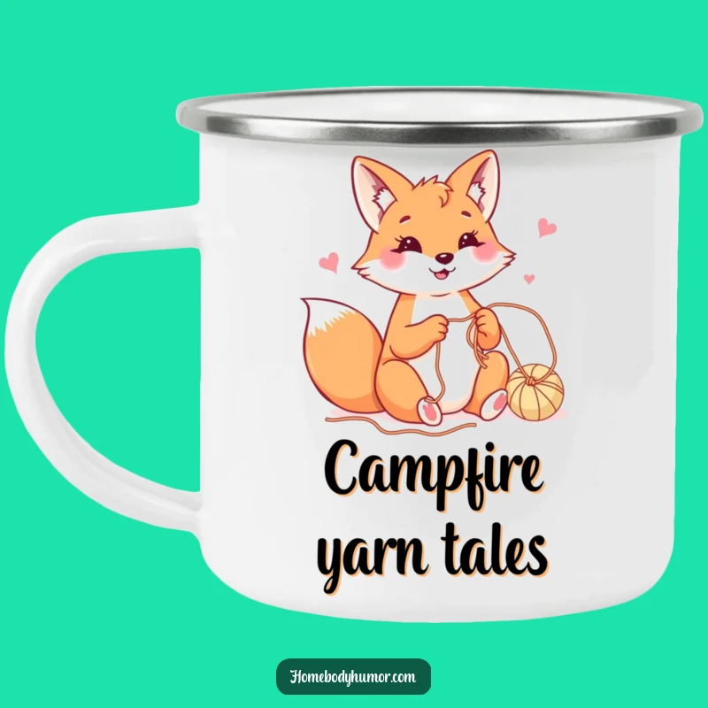 Funny Fox Yarn Camping Mug - Sip and Stitch on the Go