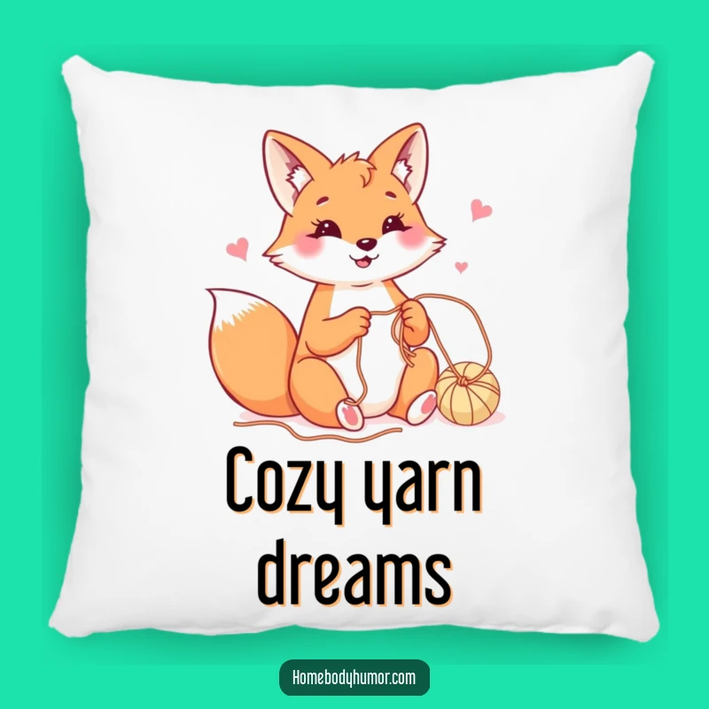 Funny Fox Yarn Pillow - Comfy Accent for Crafters' Nooks