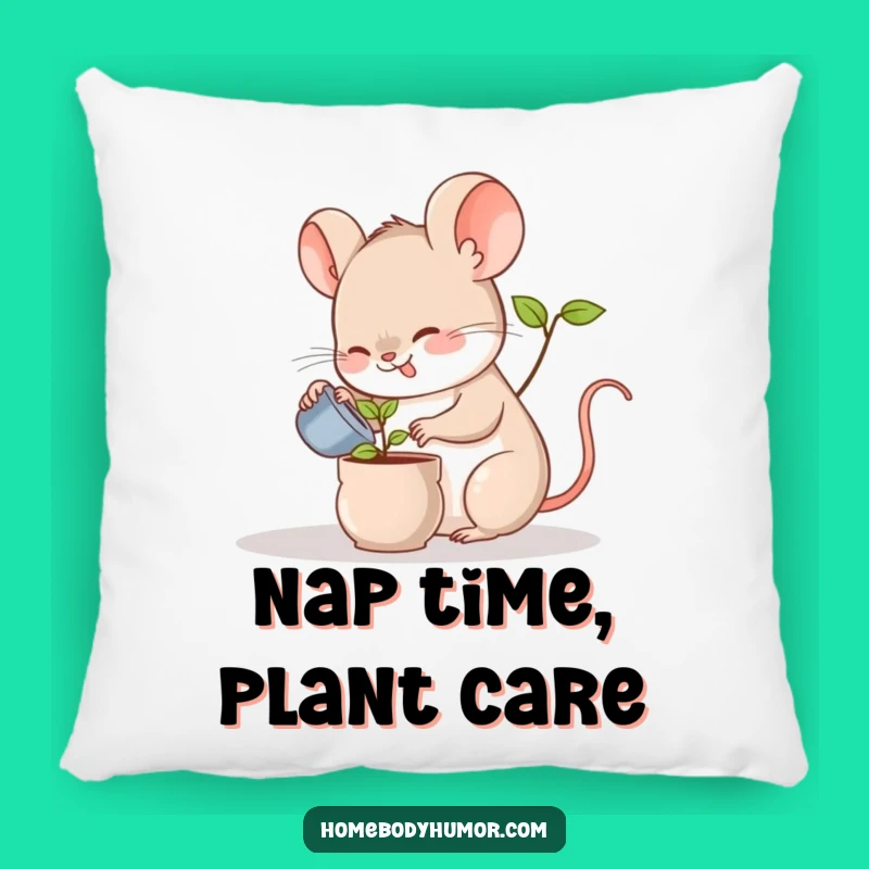 Funny Mouse Plant Pillow: Cozy and Cute Accent for Sofa or Bed