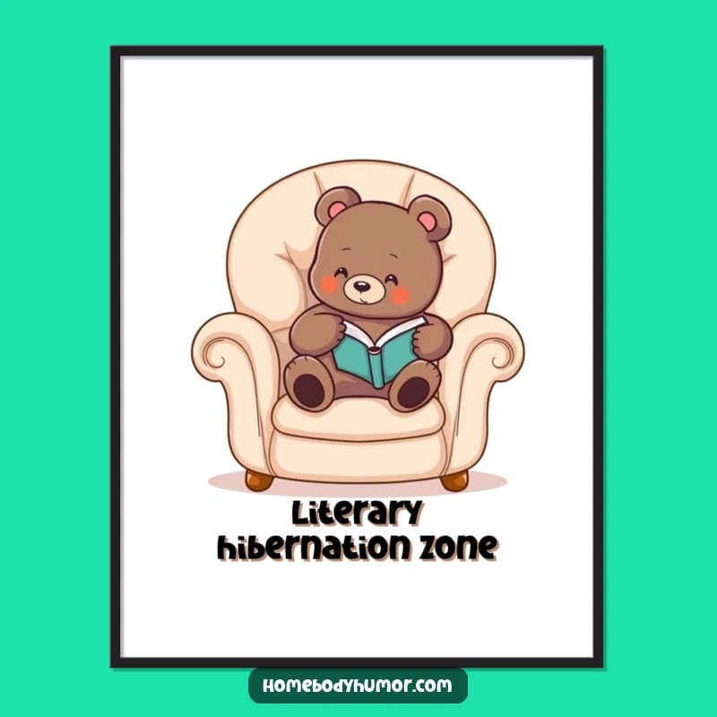 Funny Bear Reading Digital Art: Instant Cozy Decor for Your Walls