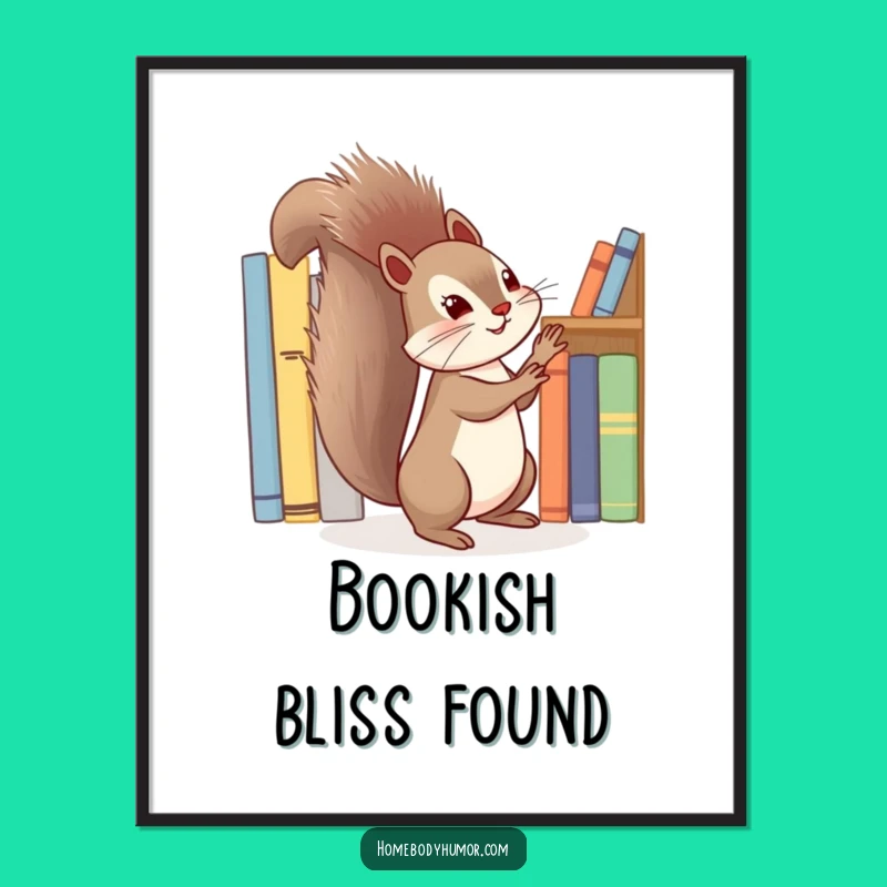 Funny Squirrel Book Art Digital Print - Instant Whimsy for Readers