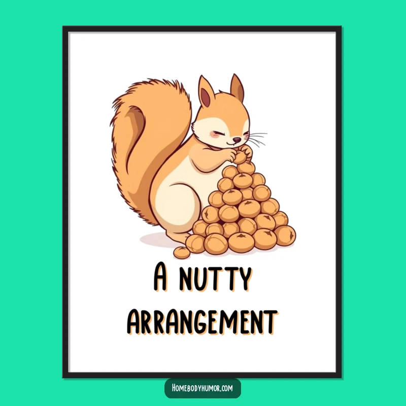 Funny Squirrel Nut Digital Print: Instant Snack Humor for Walls