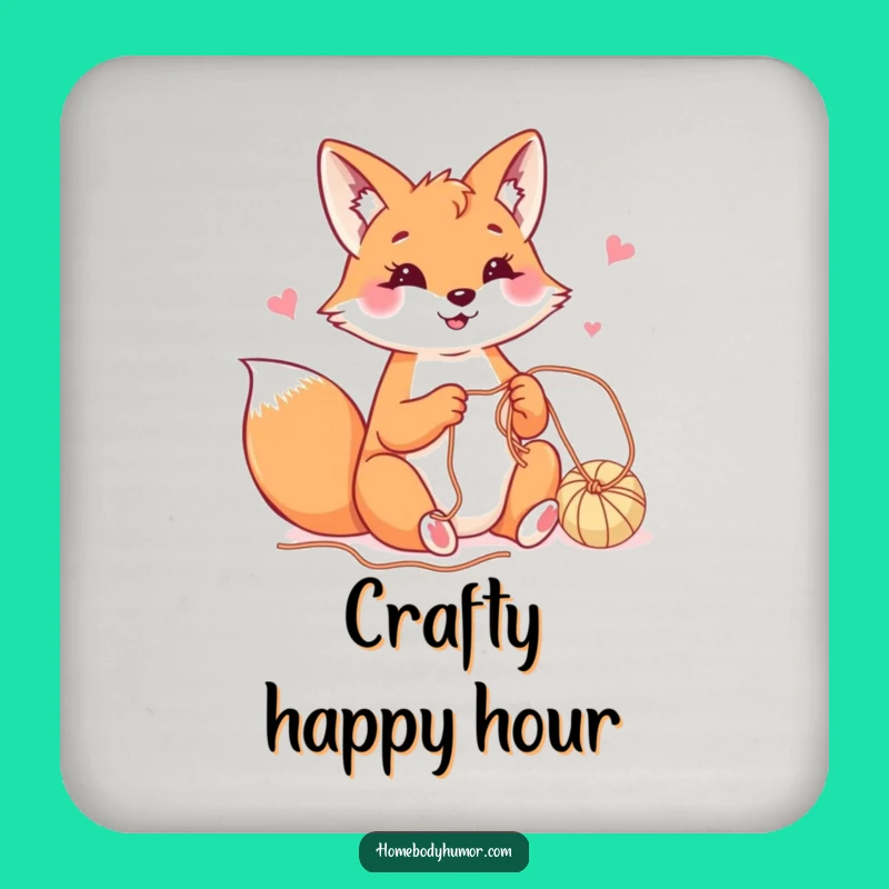Funny Fox Yarn Coasters - Protect Surfaces with Crafty Humor