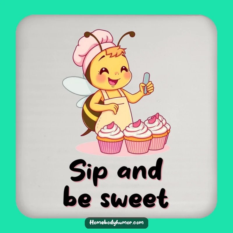 Funny Bee Cupcake Coasters: Protect Surfaces with Sweet Humor!
