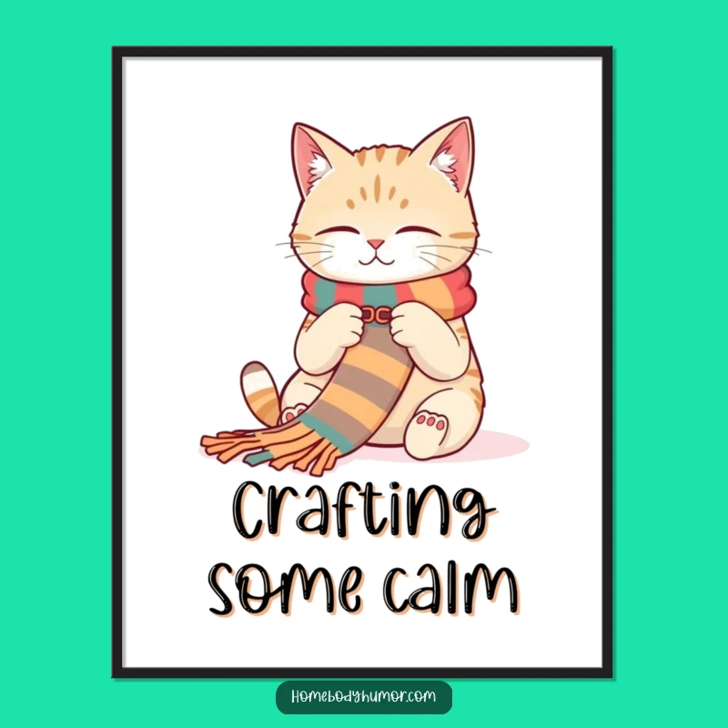 Funny Cat Knitter Poster: Bring Cozy Craft Humor to Walls