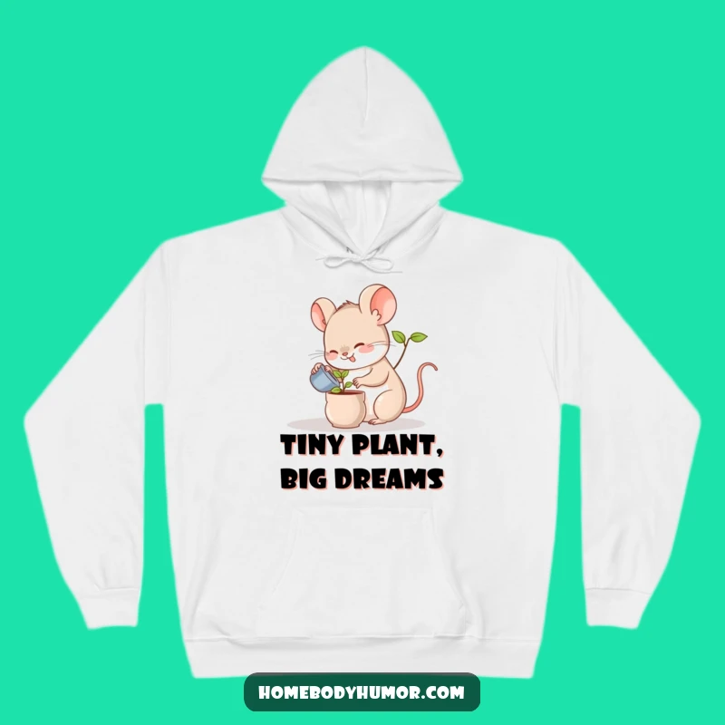 Funny Mouse Watering Plant Hoodie: Cozy and Cute Gift for Nature Enthusiasts