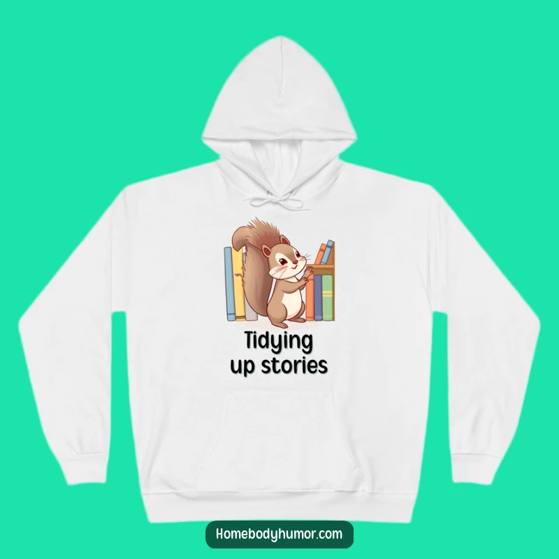 Cozy Funny Squirrel Book Shelf Hoodie - Warm Gift for Avid Readers