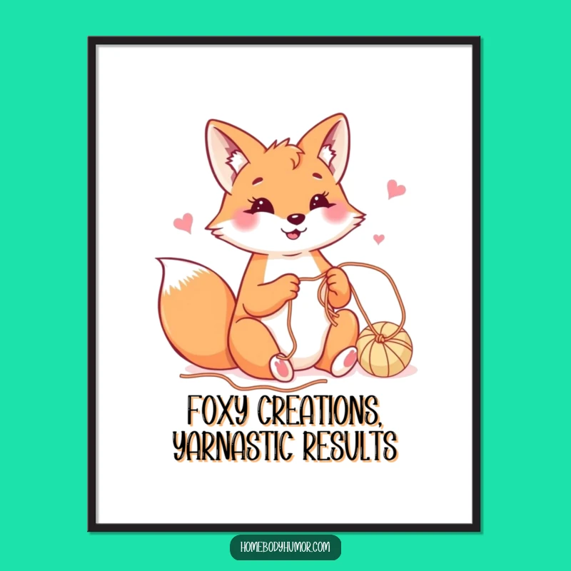 Free Printable Wall Art: Cozy Fox Yarn Craft Decor Downloadable Art