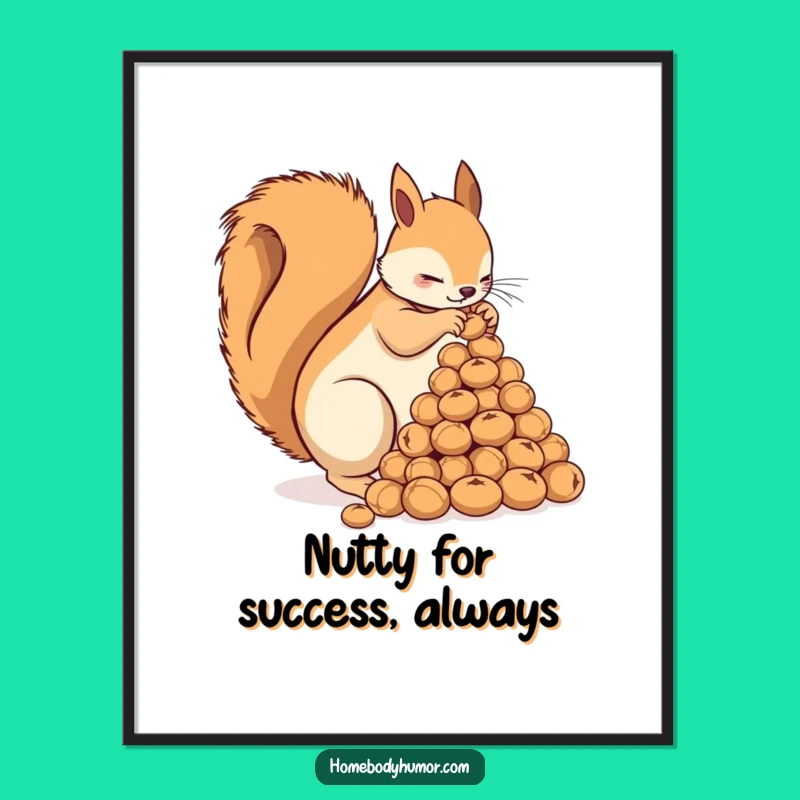 Funny Free Printable Squirrel Wall Art: Organized Nut Decor Downloadable Art