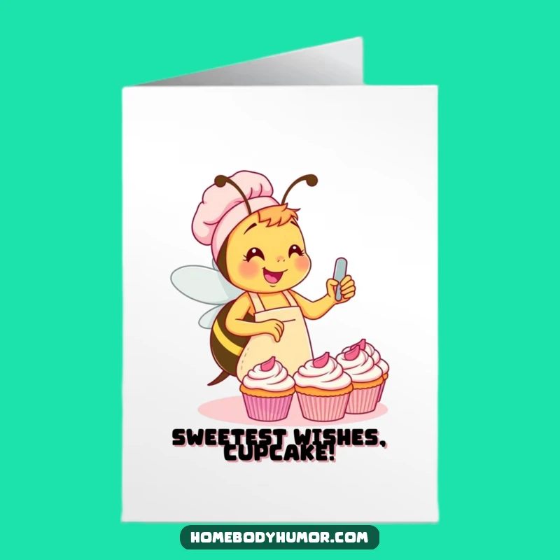 Sweet Free Printable Bee Birthday Card: Glee Frosting Cupcakes Downloadable Gift