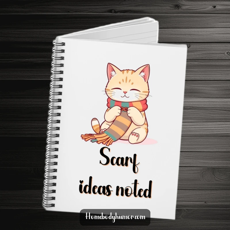 Funny Cat Notebook: A contented cat knitting a scarf, perfect for jotting down creative ideas humorously. A great funny gift.